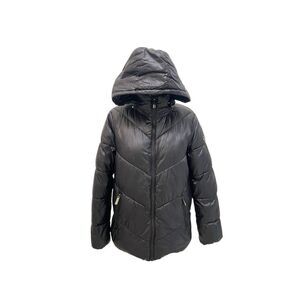 Michael Kors Women's Zip-up Quilted Hooded Puffer Jacket Coat Black Large